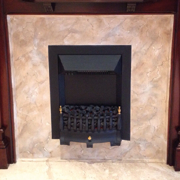 Before and after - faux marbling fireplace finish