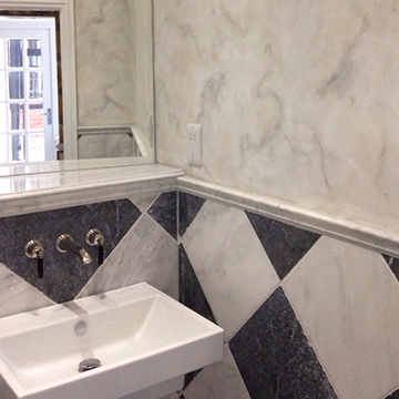 Before and after - faux marbling bathroom finish