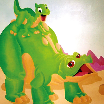 Childrens mural full room dinosaurs