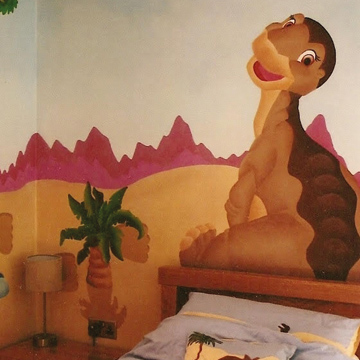 Childrens mural full room dinosaurs